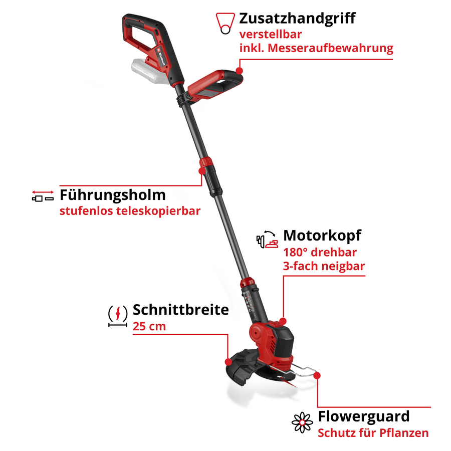 Einhell Accu grastrimmer GE-CT 18/30 Li Solo Power X-Change (li-ion, 18V, maaibreedte 30 cm, motorkop 90° draaibaar & kantelbaar, incl. draadspoel, zonder accu en lader